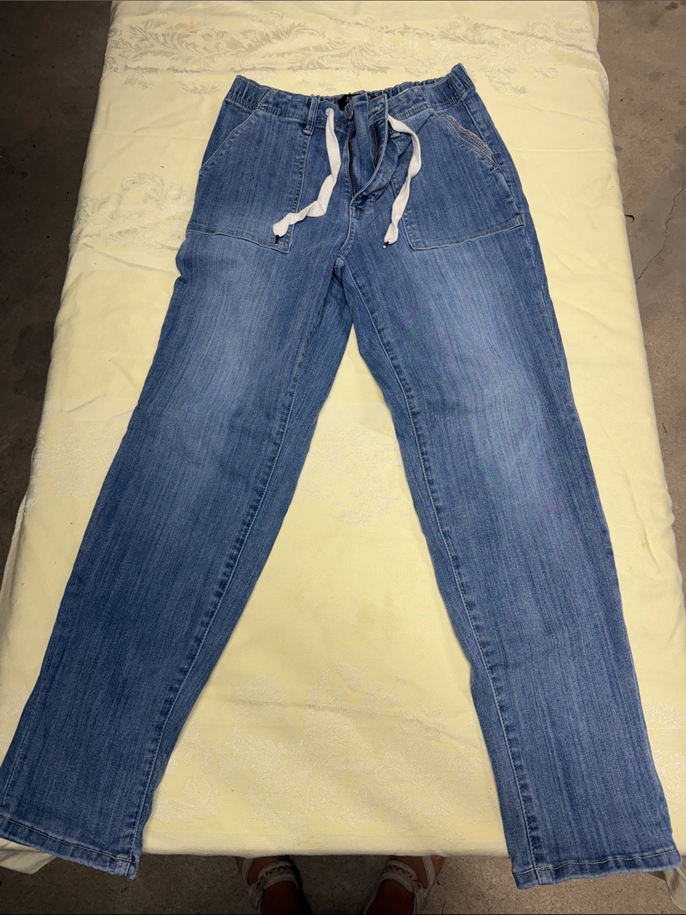 Judy Blue Light Blue Drawstring Boyfriend Jeans